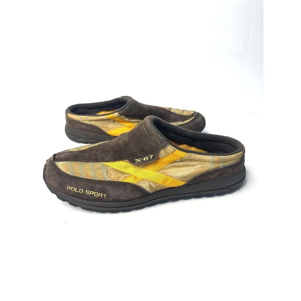 Y2K Vintage Ralph Lauren Polo Sport Mule Slip On Sneaker X-67 Brown Size 7‎